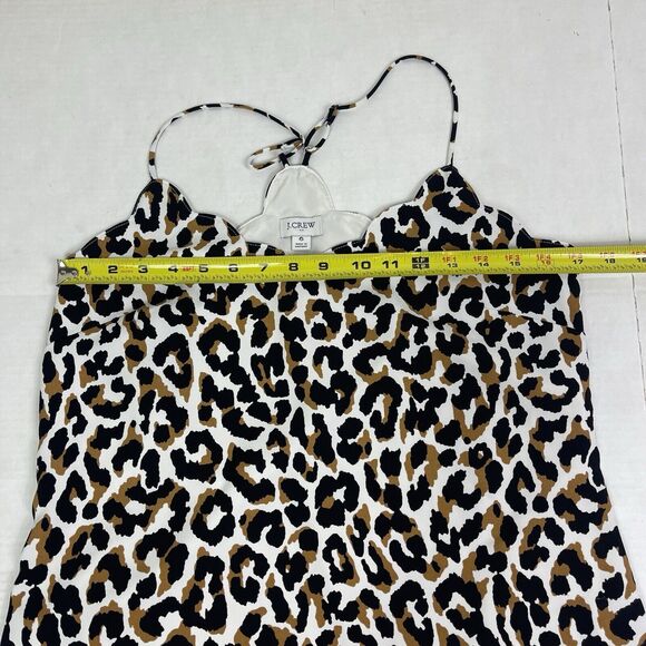 J. CREW Factory Y2K Cami Tank Top Size 6 Scalloped Neck Animal Print Racer Back - Picture 7 of 10